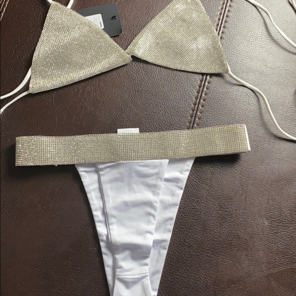 Summer Flings Rhinestone 2 Piece Bikini White